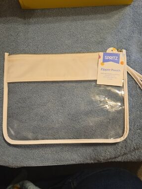 Spritz Clear Zipper Pouch with White Trim
